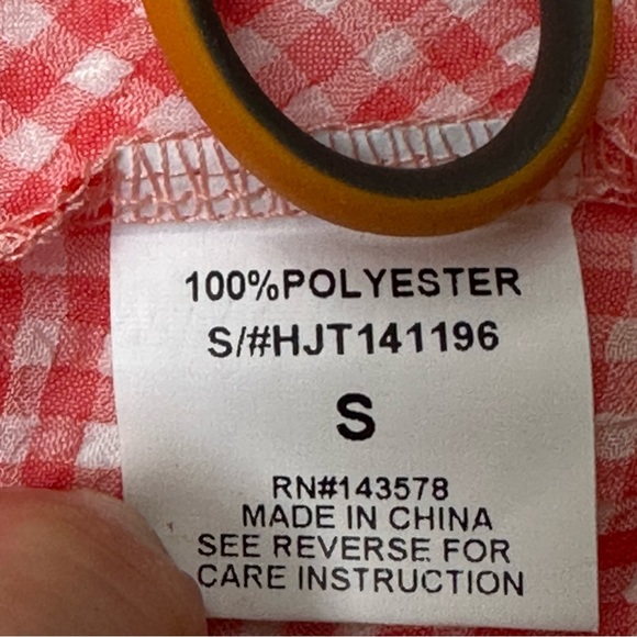 Hot & Delicious Gingham Top Wrap Red White Semi Sheer Small S NWT - Picture 6 of 13